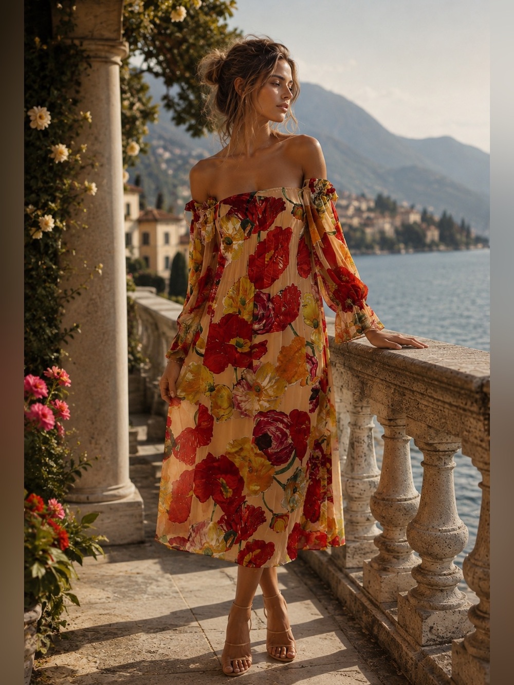 Cult Gaia Floral Off-Shoulder Silk Blend Midi Dress – Size M
